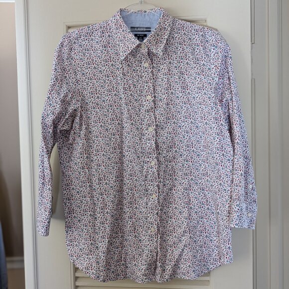 CHAPS No-Iron Button Down Size Large 3/4 Sleeve w/ Contrast Cuffs - Picture 1 of 7